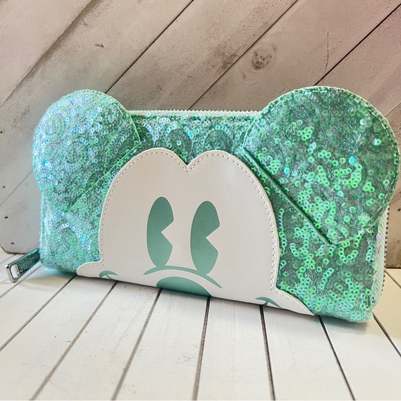 EUC Loungefly mermaid mint iridescent Mickey sequin wallet - Picture 1 of 6